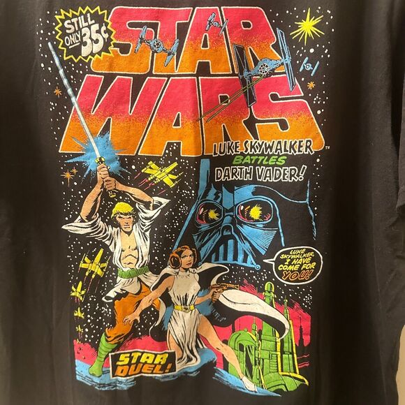 Star Wars Luke SkyWalker Battles Darth Vader Mad Engine XL Black Men's T Shirt - Picture 1 of 4